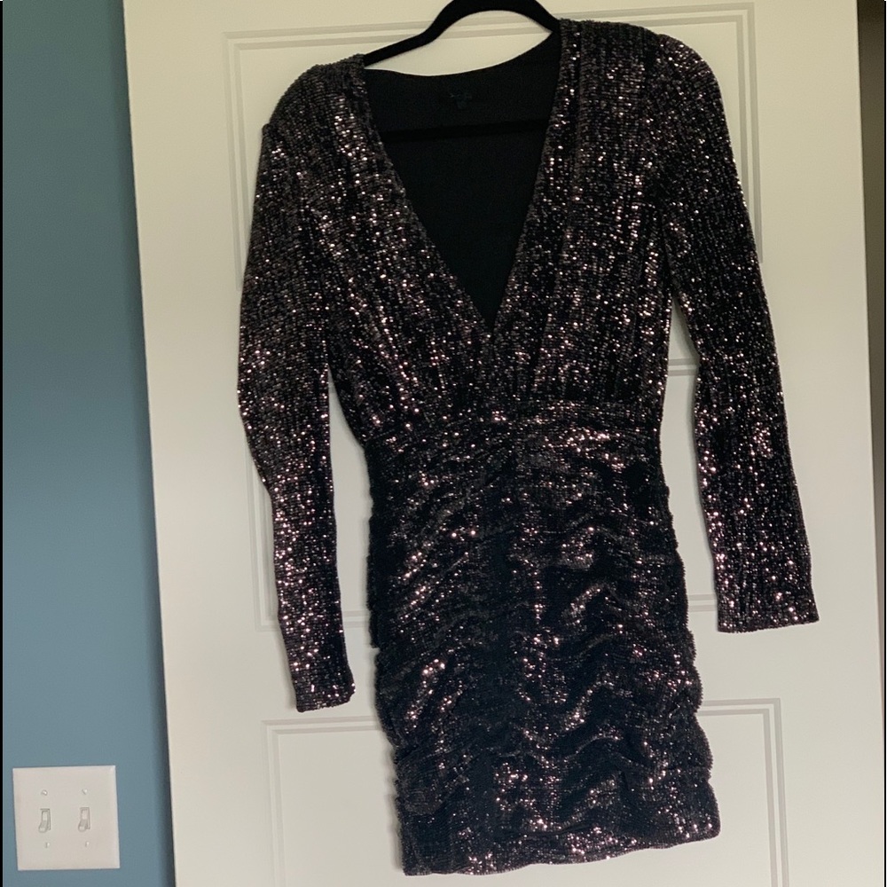 Black sequin mini dress